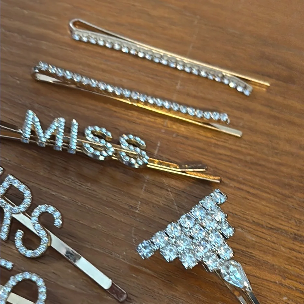 Gold and Silver Rhinestone Hair Clips Set